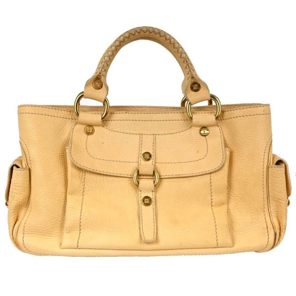 Celine Boogie Calfskin Yellow Leather Handbag